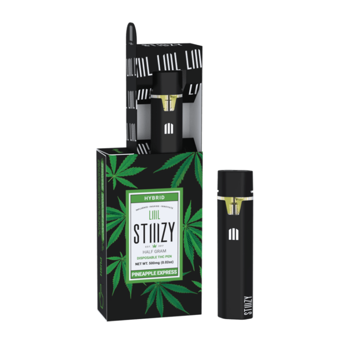 STIIIZY SATIVA DISPOSABLE THC PEN HALF GRAM (500 mg) PINEAPPLE EXPRESS