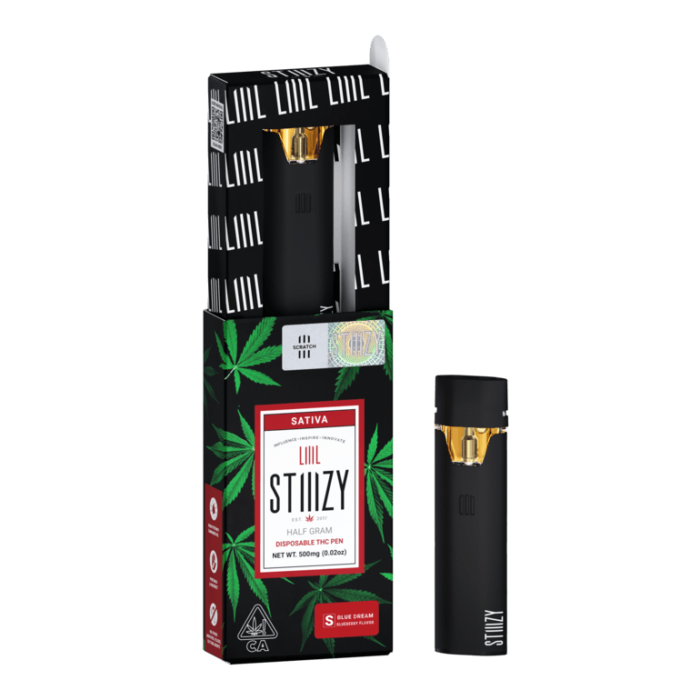 STIIIZY SATIVA DISPOSABLE THC PEN HALF GRAM (500 mg) BLUE DREAM