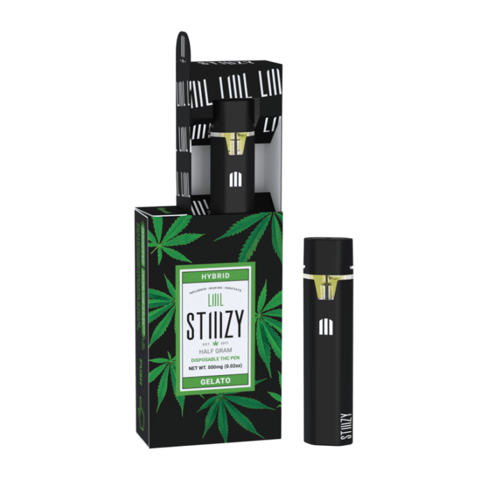 STIIIZY HYBRID  DISPOSABLE THC PEN HALF GRAM (500 mg) GELATO