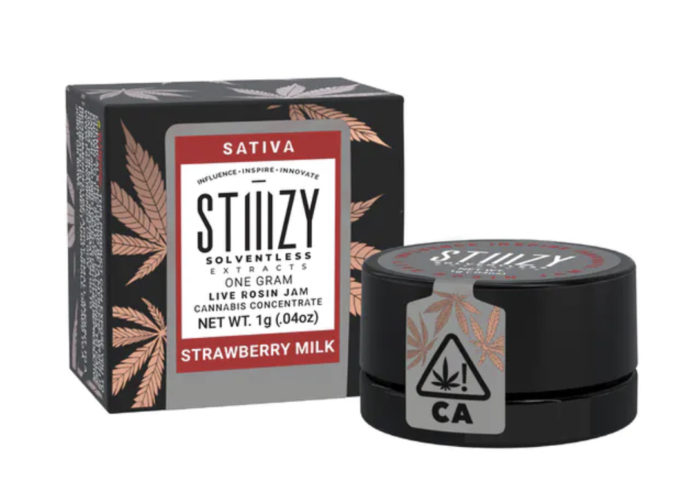 SATIVA STIIIZY SOLVENTLESS EXTRACTS 1 GRAM LIVE ROSIN JAM CANNABIS CONCENTRATE  STRAWBERRY MILK