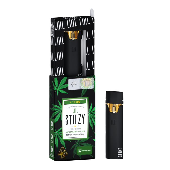 1:1 CBD STIIIZY INDICA DISPOSABLE THC PEN HALF GRAM (500 mg) JUICY MELON