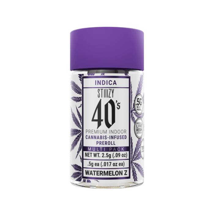 INDICA STIIIZY 40’s PREMIUM INDOOR CANNABIS INFUSED PREROLL MULTI-PACK WATERMELON Z (2.5 g)