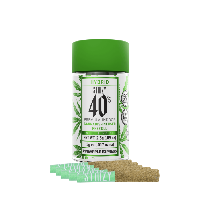 HYBRID STIIIZY 40’s PREMIUM INDOOR CANNABIS INFUSED PREROLL MULTI-PACK PINEAPPLE EXPRESS  (2.5 g)