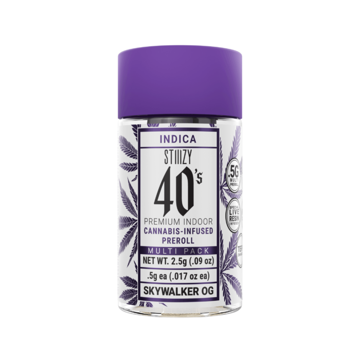 INDICA STIIIZY 40’s PREMIUM INDOOR CANNABIS INFUSED PREROLL MULTI-PACK SKYWALKER OG  (2.5 g)