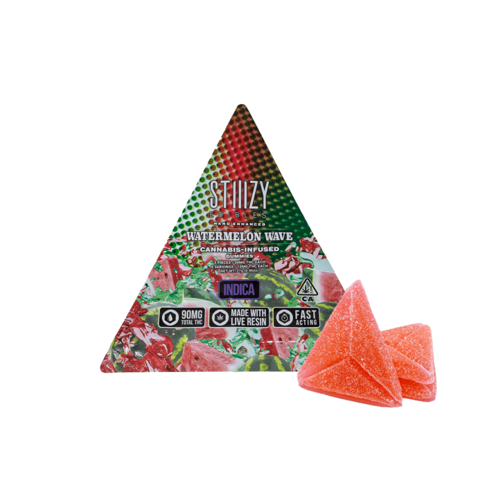 STIIIZY EDIBLES INDICA Nano enhanced WATERMELON WAVE CANNABIS INFUSED GUMMIES 27 gr (0.95 oz)