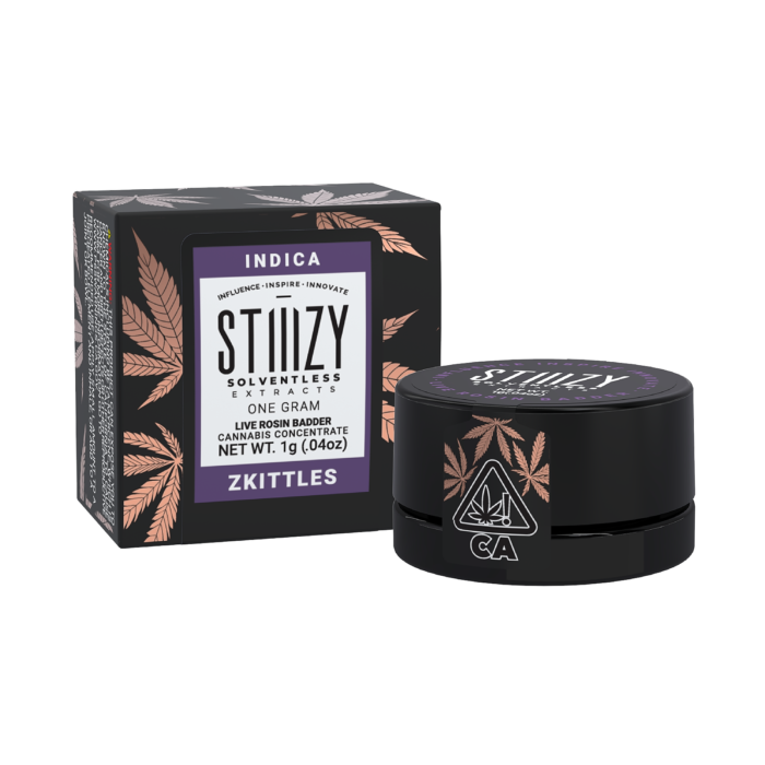 INDICA STIIIZY SOLVENTLESS EXTRACTS 1 GRAM LIVE ROSIN BADDER CANNABIS CONCENTRATE PLATINUM ZKITTLES